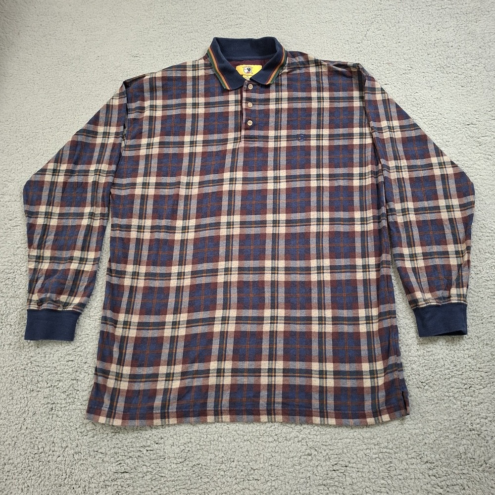 Vintage Duck Head Polo Shirt Mens XL Plaid Flannel Knit Turkish Cotton Casual